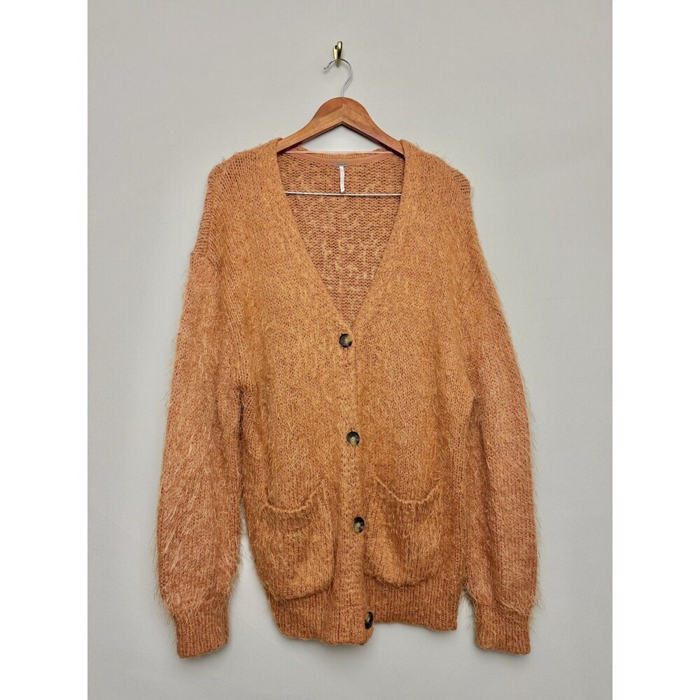 Womens Free People Nevermind Cardigan Sweater Size XS Button Stringy Fuzzy